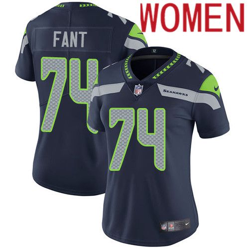 Women Seattle Seahawks #74 George Fant Nike Navy Vapor Limited NFL Jersey->women nfl jersey->Women Jersey